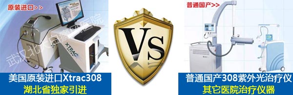 美**原装进口第二代Xtrac308nm准分子激光治疗系统与普通**产308对比图